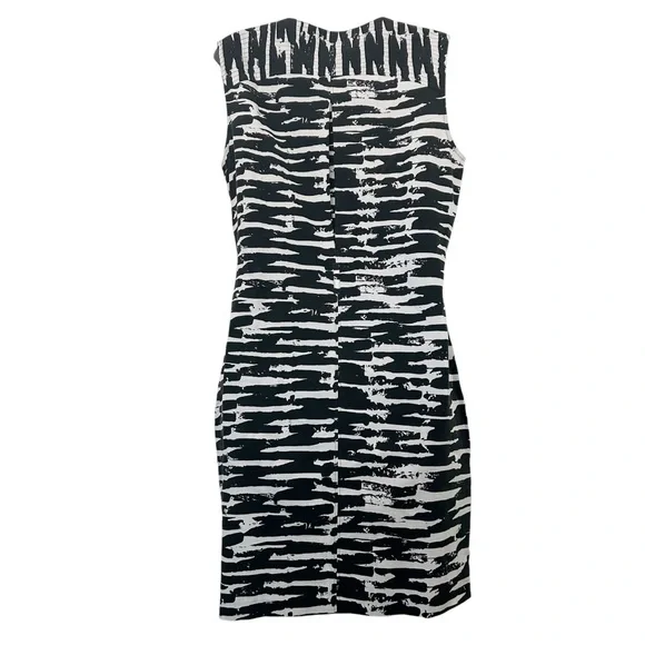 Calvin Klein black white sleeveless sheath dress size 6 zipper accent career - Picture 3 of 10